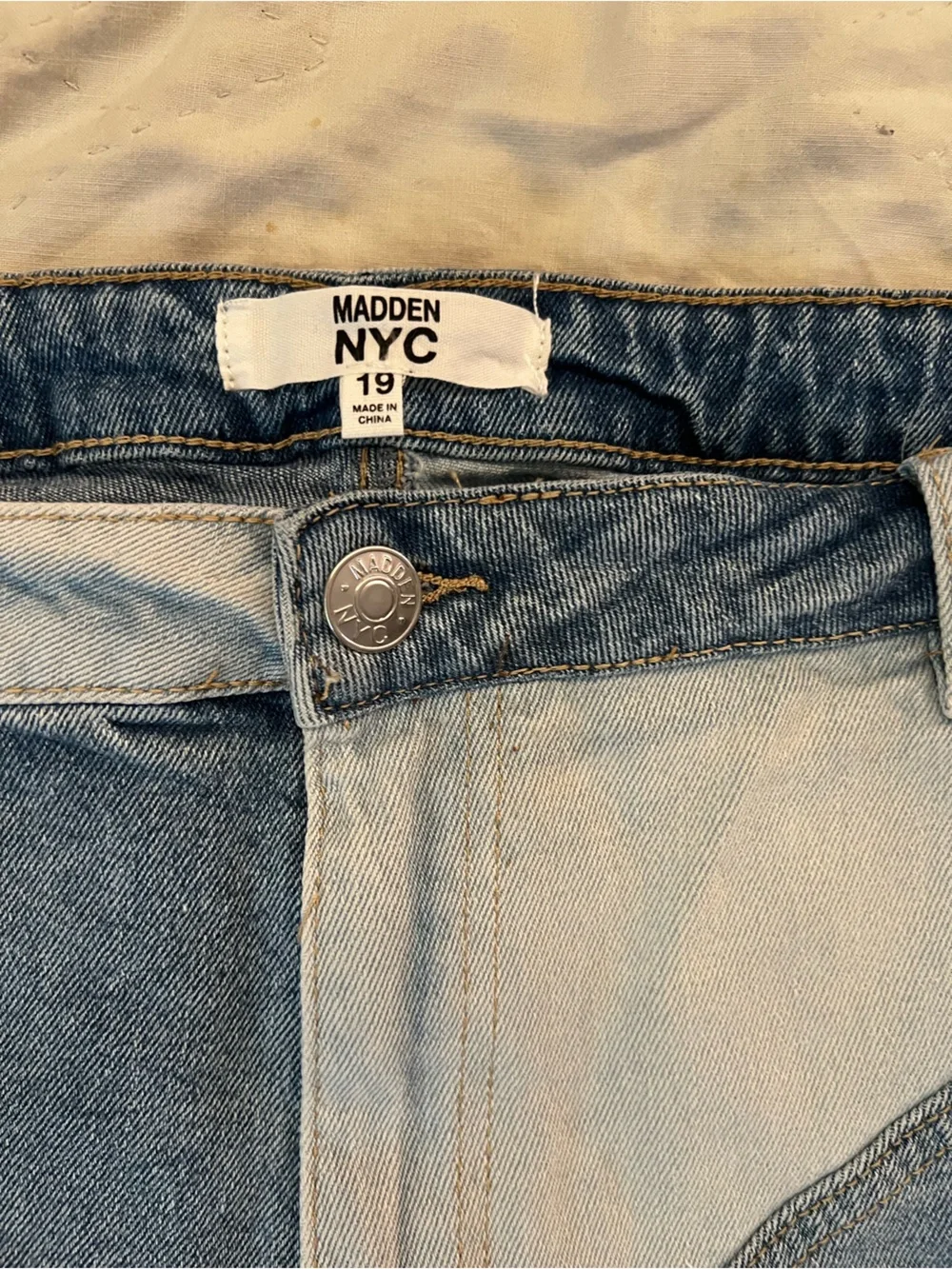 Madden NYC Two-Tone Denim Jean Shorts - Blue